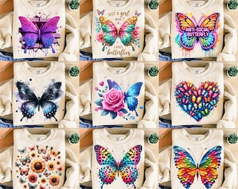 10 Butterfly Designs Bundle Png, Sublimation Design, Colorful Png, Flowers Png, T-Shirt Design, Sweatshirt Png, Digital Download Png, DTF