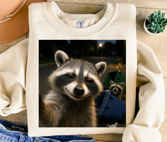 Raccoon Selfie Png, Sublimation Design, Trash Panda Png, Funny Raccoon Png, Humor Png, T-Shirt Design, Instant Digital Download Png, DTF