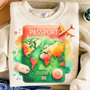 Reisepass Png, Sublimationsdesign, Weltkarte Png, Flugzeug Png, Urlaub Png, Urlaub Png, T-Shirt-Design, Sofort-Download Png, DTF
