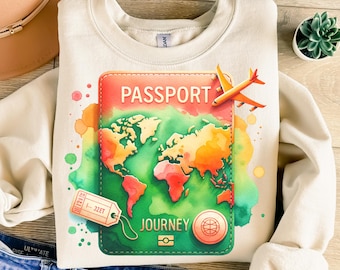 Travel Passport Png, Sublimation Design, World Map Png, Plane Png, Vacation Png, Holiday Png, T-Shirt Design, Instant Download Png, DTF