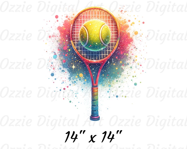 Tennis Racket With Splatter Vector Colorful Tennis Png, Sublimation Design, Tennis Clipart, Colorful ...