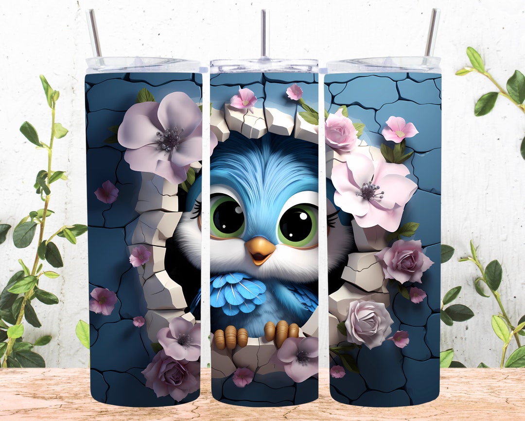 3D Baby Owl Hole in A Wall 20 Oz Skinny Tumbler Sublimation Design ...