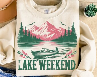 Lake Weekend Png, Sublimation Design, Summer Png, Lake Sublimation, Retro Png, Vintage Png, T-Shirt Design, Instant Download Png, DTF