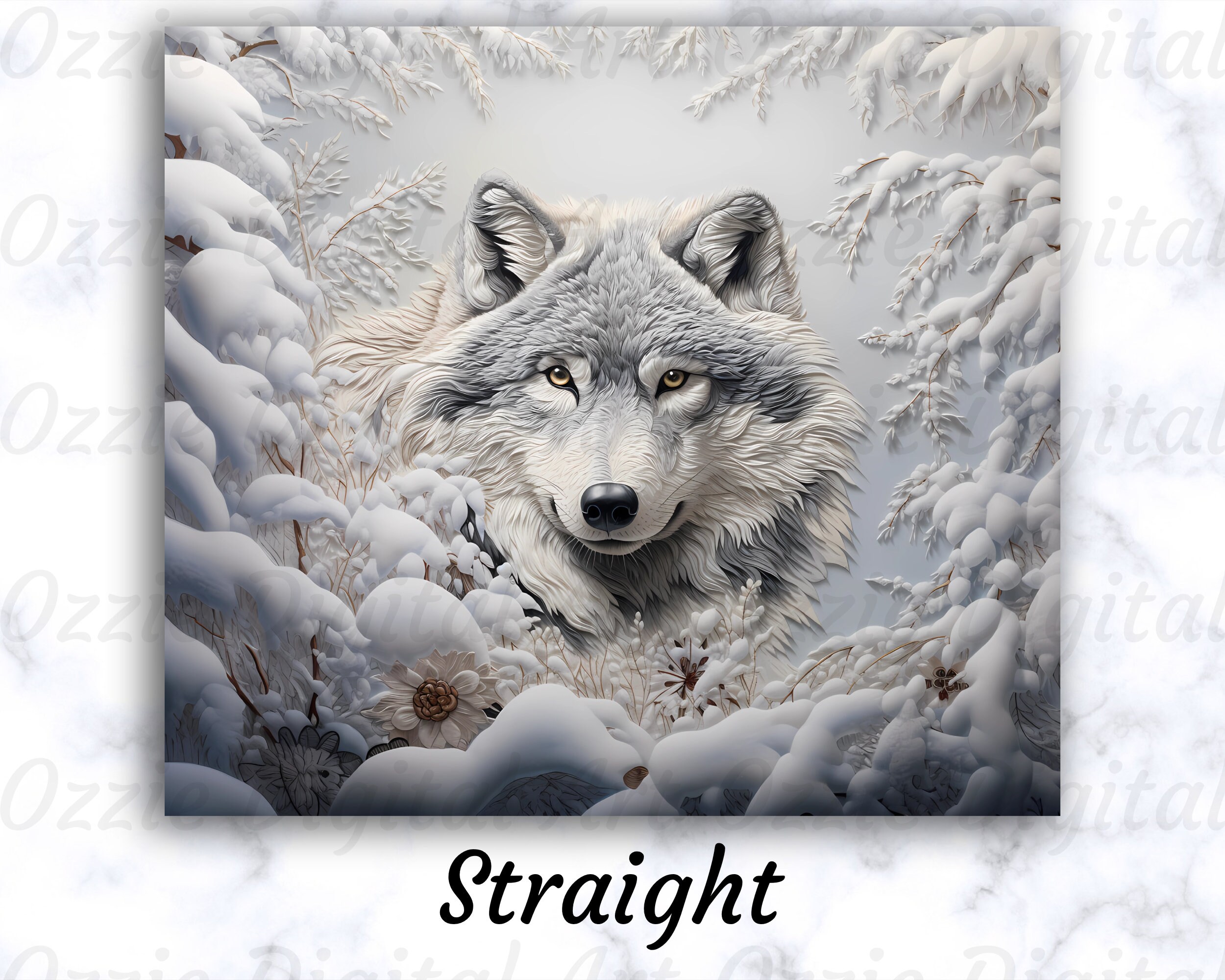 3D Embroidered Winter Snow Wolf 20 Oz Skinny Tumbler Sublimation Design ...