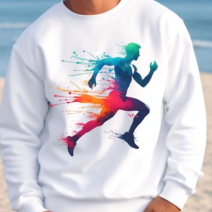 Running Man Png, Diseño de sublimación, Png colorido, Silueta de corredor Png, Corredor de maratón Png, Diseño de camiseta, Descarga instantánea Png, DTF