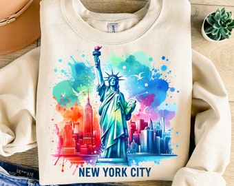 New York City Png, Sublimation Design, Statue Of Liberty Png, Colorful Png, America Png, T-Shirt Design, Instant Digital Download Png, DTF