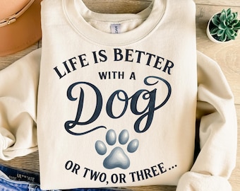 Life Is Better With A Dog Png, Sublimation Design, Dog Lover Png, Paw Png, Dog Mom Png, Retro Png, T-Shirt Design, Instant Download Png, DTF