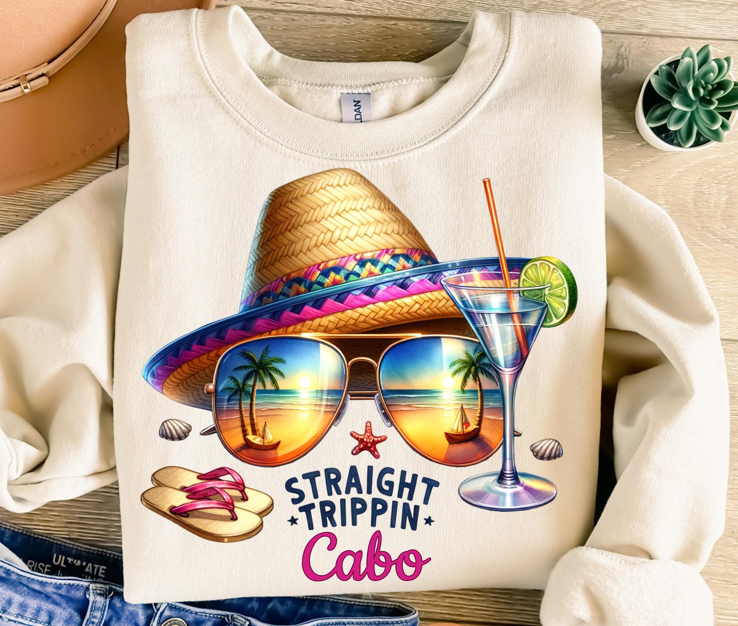 Straight Trippin Cabo Png, Sublimation Design, Summer Png, Cancun Vacation Png, Tropical Png, T-Shirt Design, Instant Download Png, DTF