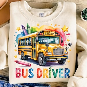 School Bus Driver Png, Sublimation Design, Back To School Png, Colorful Png, Trendy Png, T-Shirt Design, Instant Digital Download Png, DTF