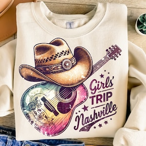Girls Trip Nashville Png, Diseño de sublimación, Png occidental, Música country Png, Guitarra vintage Png, Diseño de camiseta, Descarga instantánea Png, DTF