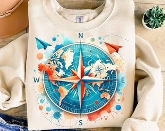 Adventure Png, Sublimation Design, World Map Png, Plane Png, Globe Png, Travel Png, Compass Png, T-Shirt Design, Digital Download Png, DTF