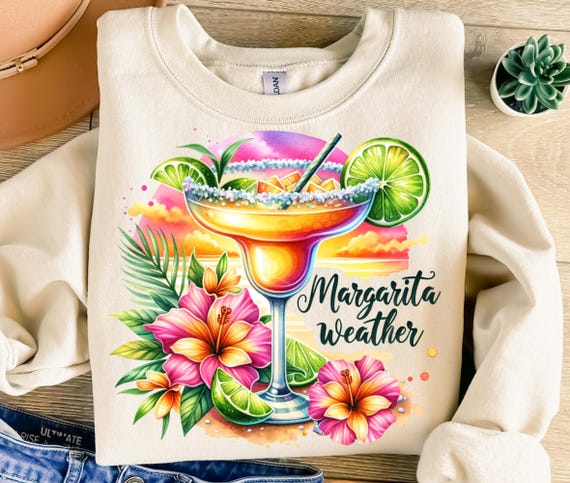 Margarita Weather Png, Sublimation Design, Tropical Flowers Png, Beach Png, Vacation Png, T-Shirt Design, Instant Digital Download Png, DTF