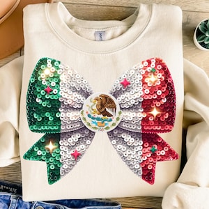 Coquette Mexican Bow Png, Sublimation Design, Mexico Png, Glitter Sequin Bow Png, Mexican Flag Png, T-Shirt Design, Digital Download Png