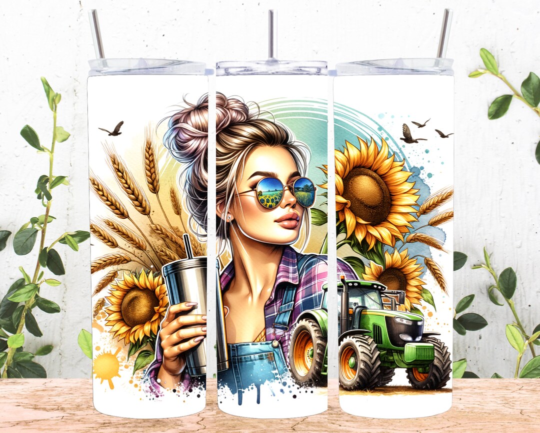 Country Girl 20 Oz Skinny Tumbler Sublimation Design, Tractor ...