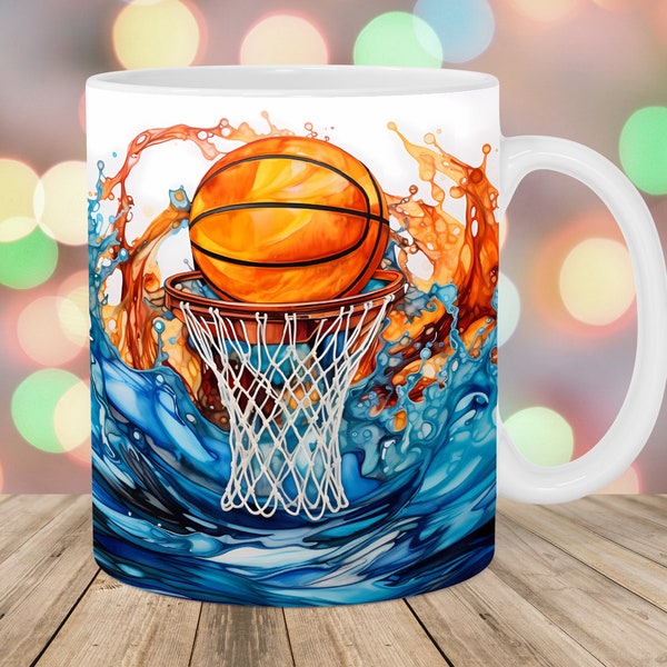 Basketball-Becherverpackung, 11 Unzen- und 15 Unzen-Bechervorlage, Becher-Sublimationsdesign, Alkoholtinte-Becherverpackungsvorlage, sofortiger digitaler Download PNG