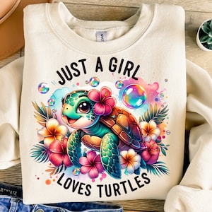 Nur ein Mädchen, das Schildkröten Png liebt, Sublimationsdesign, Schildkröte Png, Tropischer Png, trendiger Png, T-Shirt-Design, Sofortiger Download Png, DTF