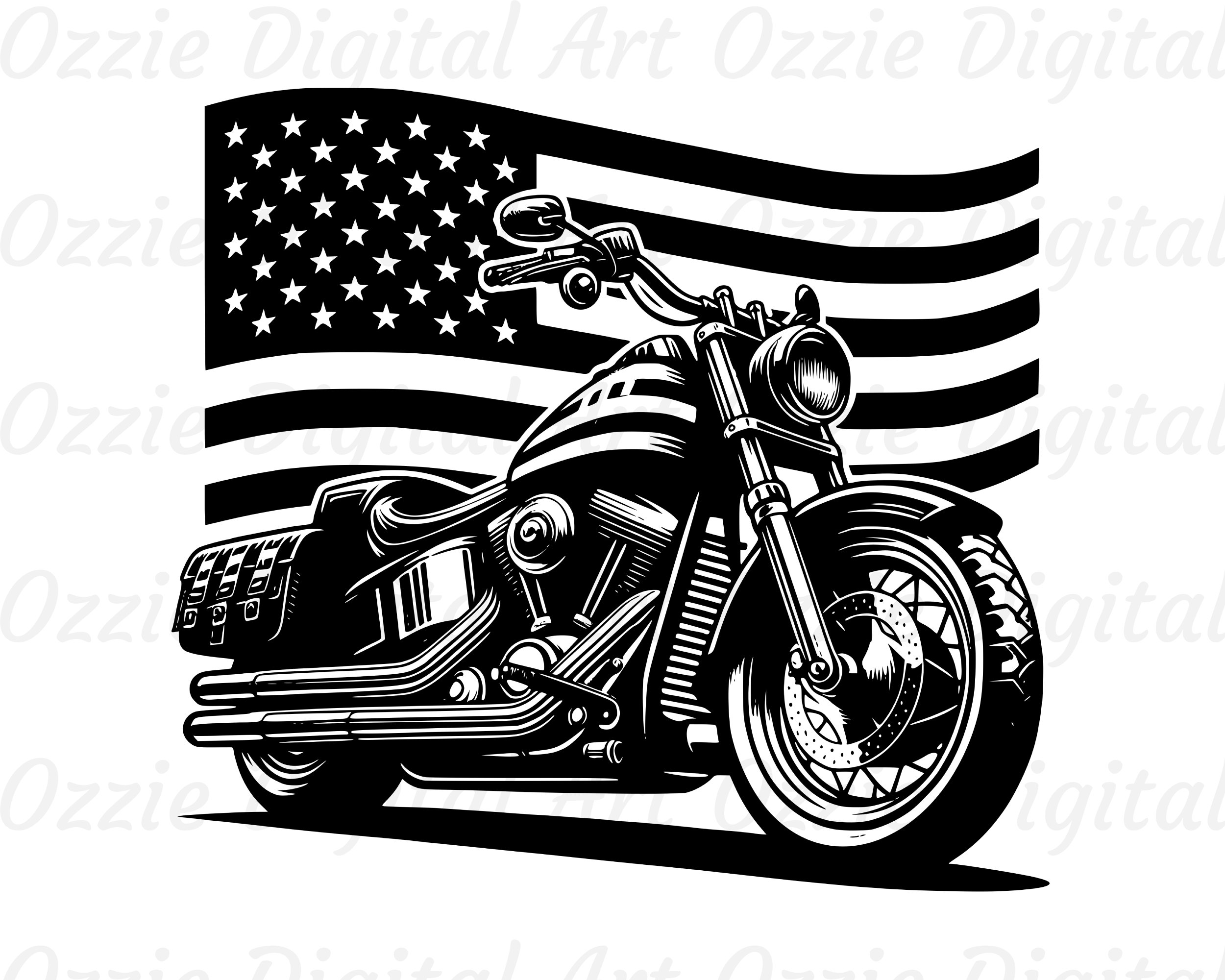Motorcycle Svg & Png, Motorbike Clipart, Motorcycle Vector Image, Motorbile Silhouette, American Flag Sublimation Design, Motorbike Cut File