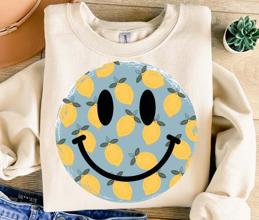 Retro Smiley Face Png, Sublimation Design, Summer Png, Lemon Png ...