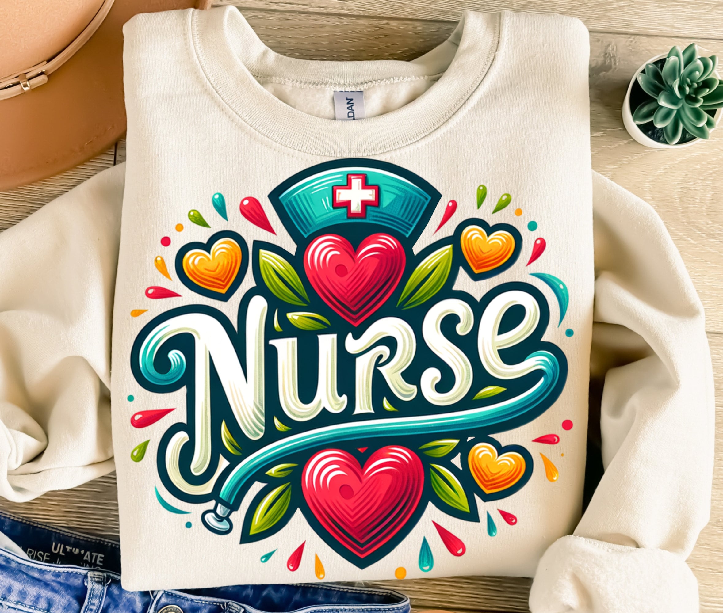Nurse Png, Sublimation Design, Hospital Clipart, Heart Digital Image, Retro Nurse Png, T-Shirt Design, Instant Digital Download Png, DTF
