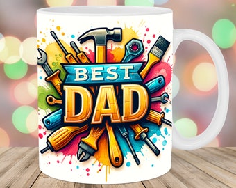 The Best Dad Mug Wrap, 11oz & 15oz Mug Template, Mug Sublimation Design, Tools Mug Wrap Template, Instant Digital Download PNG