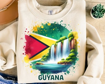 Guyana Png, Sublimation Design, Waterfall Png, Patriotic Png, Travel Png, Vacation Png, Trip Png, T-Shirt Design, Digital Download Png, DTF