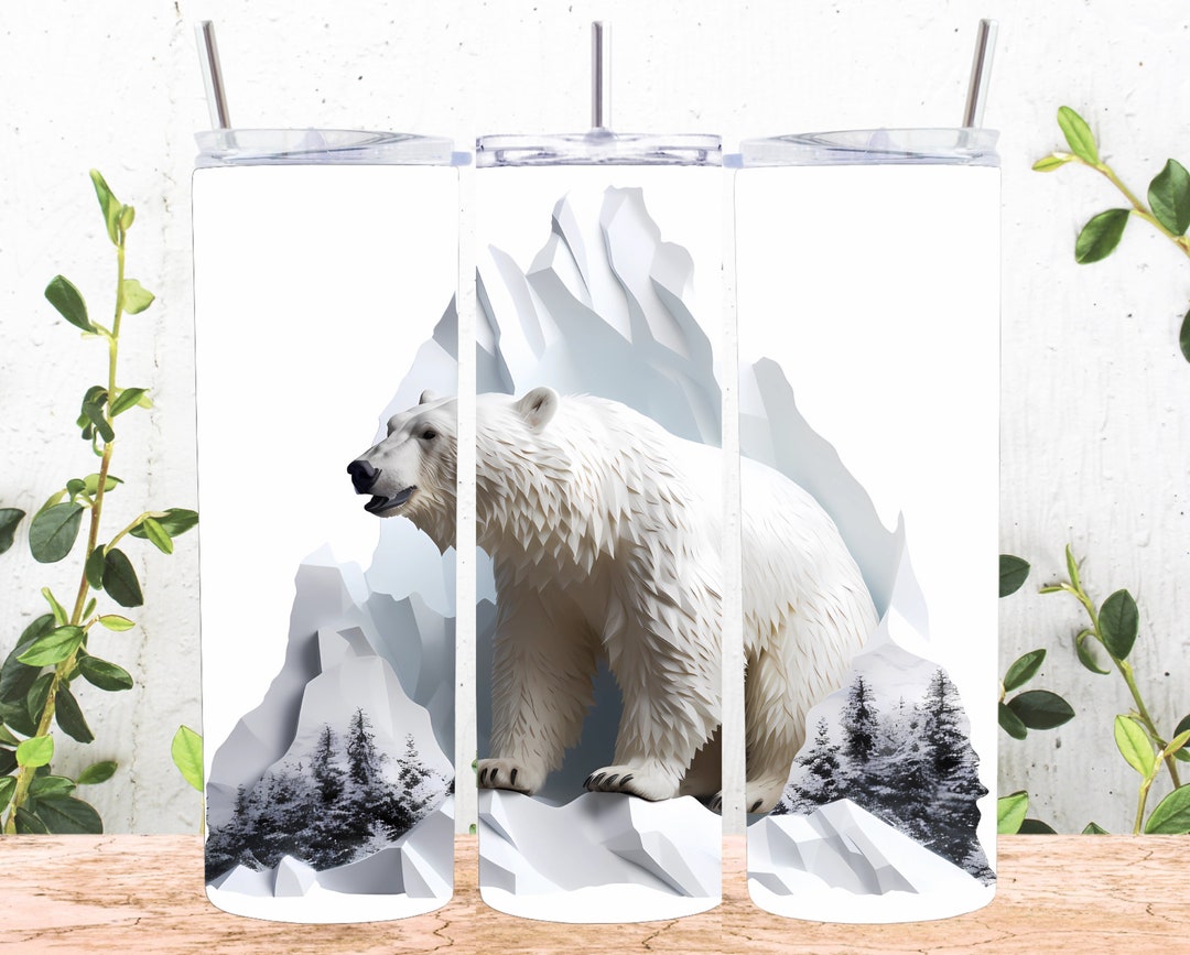 3D Bear Mountain 20 Oz Skinny Tumbler Sublimation Design, Straight and ...
