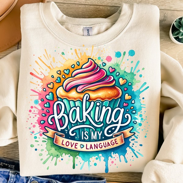 Cupcake Png, Sublimation Design, Colorful Clipart, Baking Is My Love Language Png, Cooking Digital Image, Instant Digital Download Png