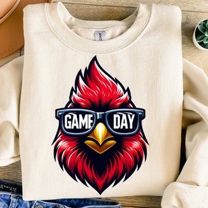Game Day Red Cardinal Png, Sublimation Design, School Mascot Png, Cardinals Png, Sport Png, T-Shirt Design, Instant Download Png, DTF