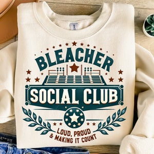 Bleacher Social Club Png, Sublimationsdesign, Spieltag Vibes Png, Fußballsaison Png, Sport Png, T-Shirt-Design, digitaler Download Png, DTF