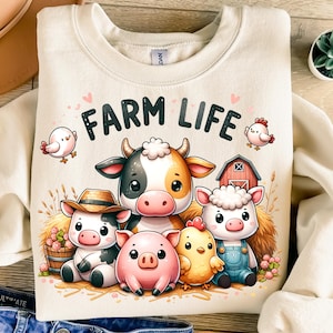 Farm Life Png, Sublimation Design, Cow Png, Farm Animals Png, Country Life Png, Kids Png, T-Shirt Design, Instant Digital Download Png, DTF