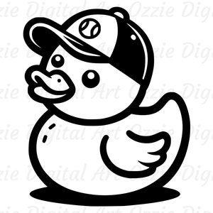 Duck With Baseball Cap Svg & Png, Rubber Duck Clipart, Duck Vector Image, Bath Duck Silhouette, Sublimation Design, Duck Cut File