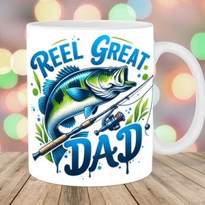 Reel Great Dad Mug Wrap, 11oz & 15oz Mug Template, Mug Sublimation Design, Fishing Mug Wrap Template, Instant Digital Download PNG