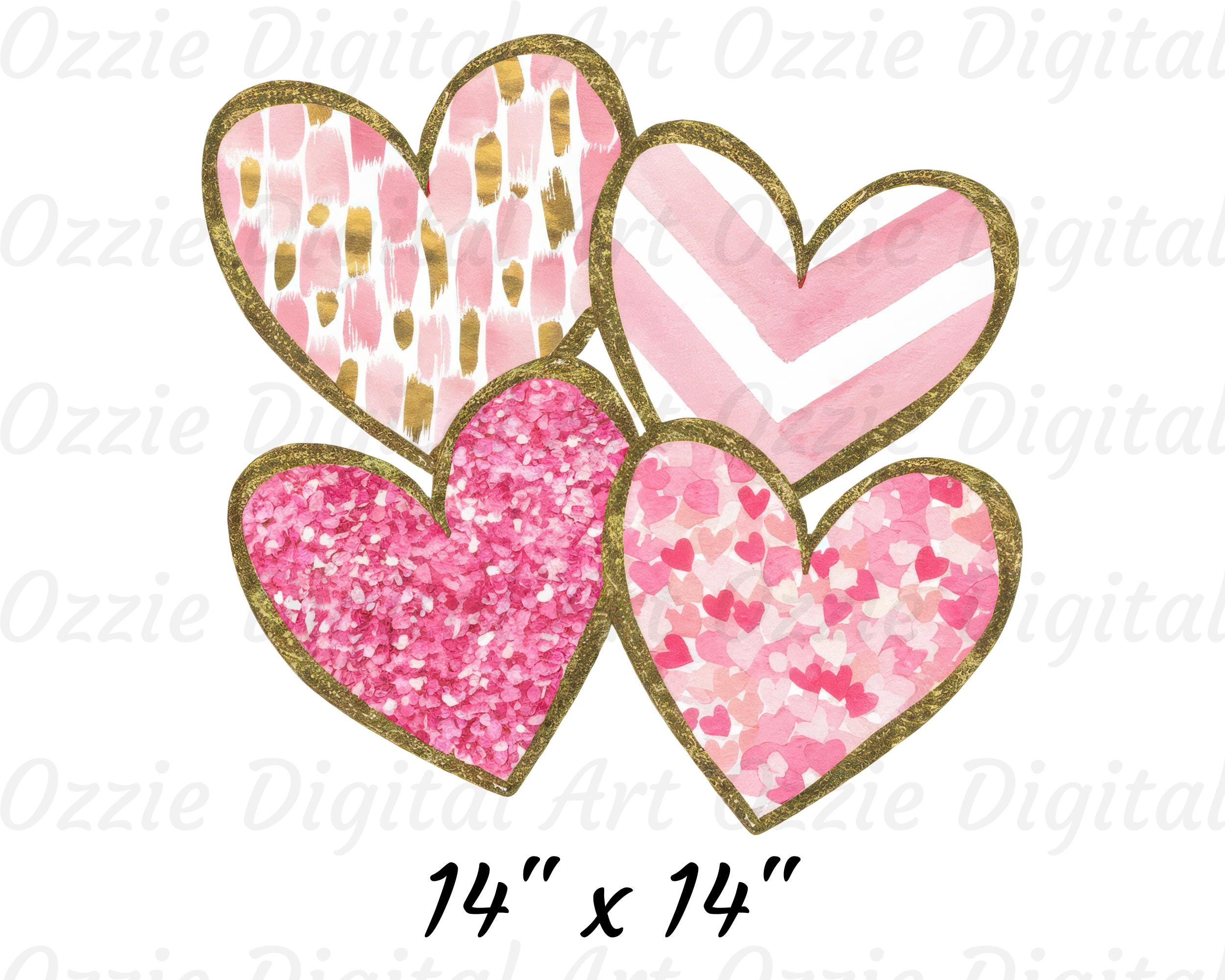 Hearts Png, Sublimation Design, Love Png, Pink Gold Watercolor Heart ...