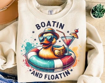 Boatin And Floatin Png, Sublimation Design, Summer Duck Png, Funny Png, Lake Life Png, T-Shirt Design, Instant Digital Download Png, DTF