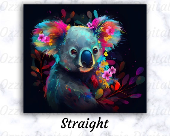 Neon Colorful Koala 20 Oz Skinny Tumbler Sublimation Design