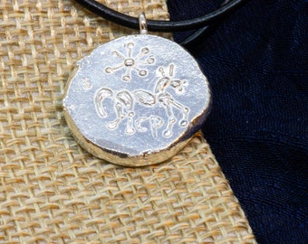 Sterntaler pendant sun and Celtic horse, Celtic medals, silver medals, fairytale medal, Sterntaler fairytale