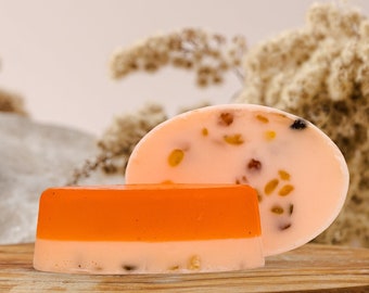 Handmade bar soap with amber gemstone pieces, Hand soap, Scented soap