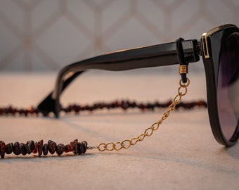 Bernstein Brillenkette Handmade Brillenhalter Baltischer Bernstein Perlen Brillenband Naturstein Brillen Lanyard Mode-Accessoire Edelstein