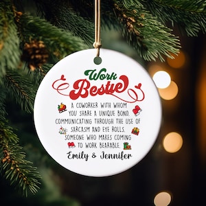 Coworker Christmas Gift - Coworker Funny Christmas Ornaments - Work Bestie, Work Friend Ornament - Office Exchange Gift 2023