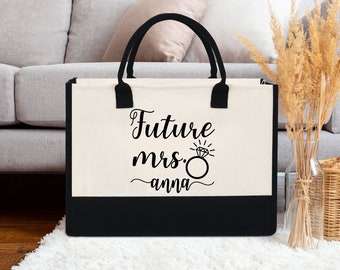 Sac fourre-tout Future Mrs, cadeau personnalisé Future Mrs Bag, sac fourre-tout pour la mariée, sac fourre-tout cadeau de fiançailles, cadeau de douche nuptiale, sac fourre-tout en toile femme