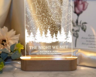 Custom Star Map By Date Night Light, Star Map Night Light, Personalized Constellation Map, Night Sky By Date,Engagement Gift For Him And Her