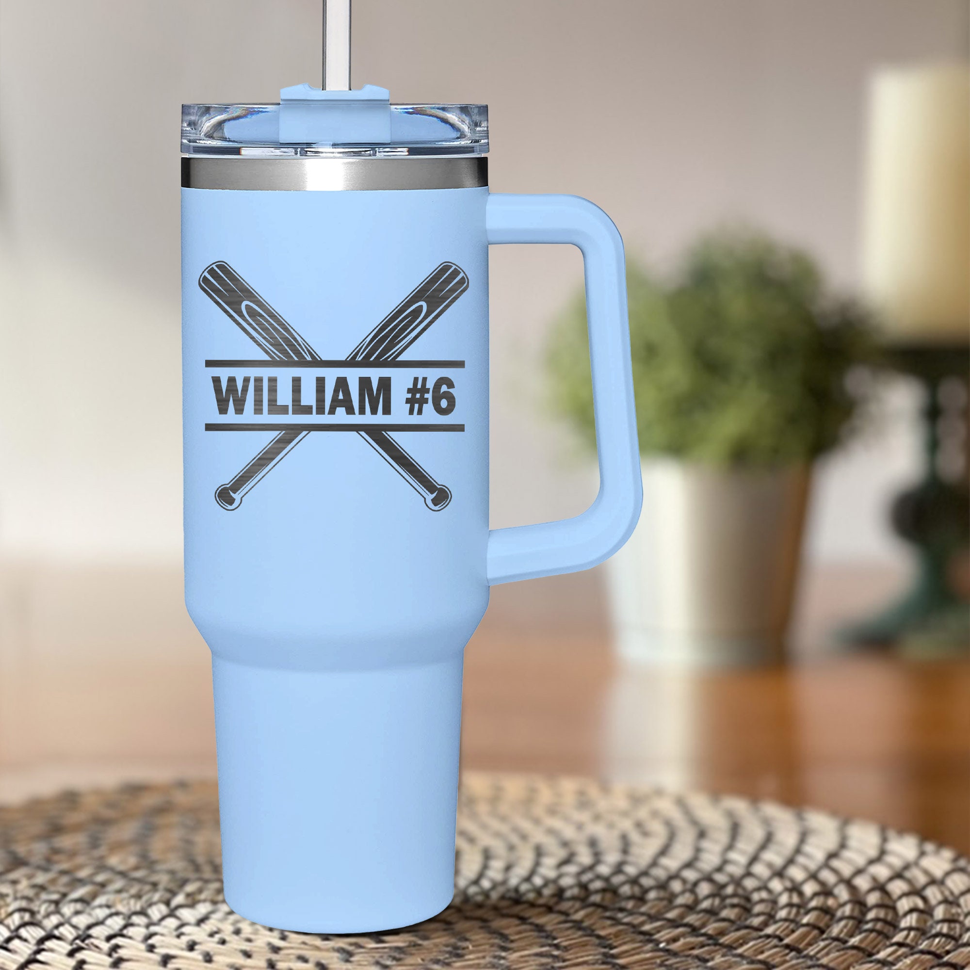 Custom Baseball 40oz Laser Engraved Tumbler - Personalized Hydration Mug for Coaches