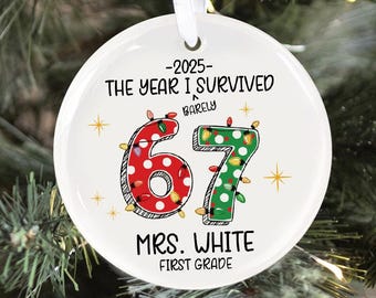 Customized Funny Teacher 67 Ornament: Teacher Six Seven Christmas Ornaments