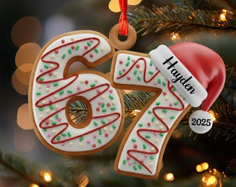 Viral 67 Ornament, Six Seven Ornament, Ornament Gift For Teen, Funny Teen Gift, Grandkid Gift, Gen Alpha Humor, 67 Meme Ornament