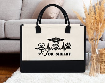 Personalized Vet Tech Tote Bag, Gift for Veterinary Technician, Vet Graduation,Personalized Veterinary Bag,Technician Appreciation Week Gift