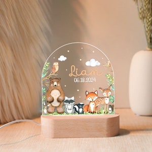 Personalised LED Animal Lamp, Kids Night Light Gift, Safari Jungle Animals Light, Birthday Gifts for Kids, Kids Bedroom Nursery Table Light