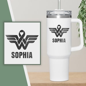 Hope Breast Cancer Tumbler 40oz With Handle, Breast Cancer Awareness 40oz Stainless Steel Tumbler With Lid and Straw, Fight Cancer 40oz Cup