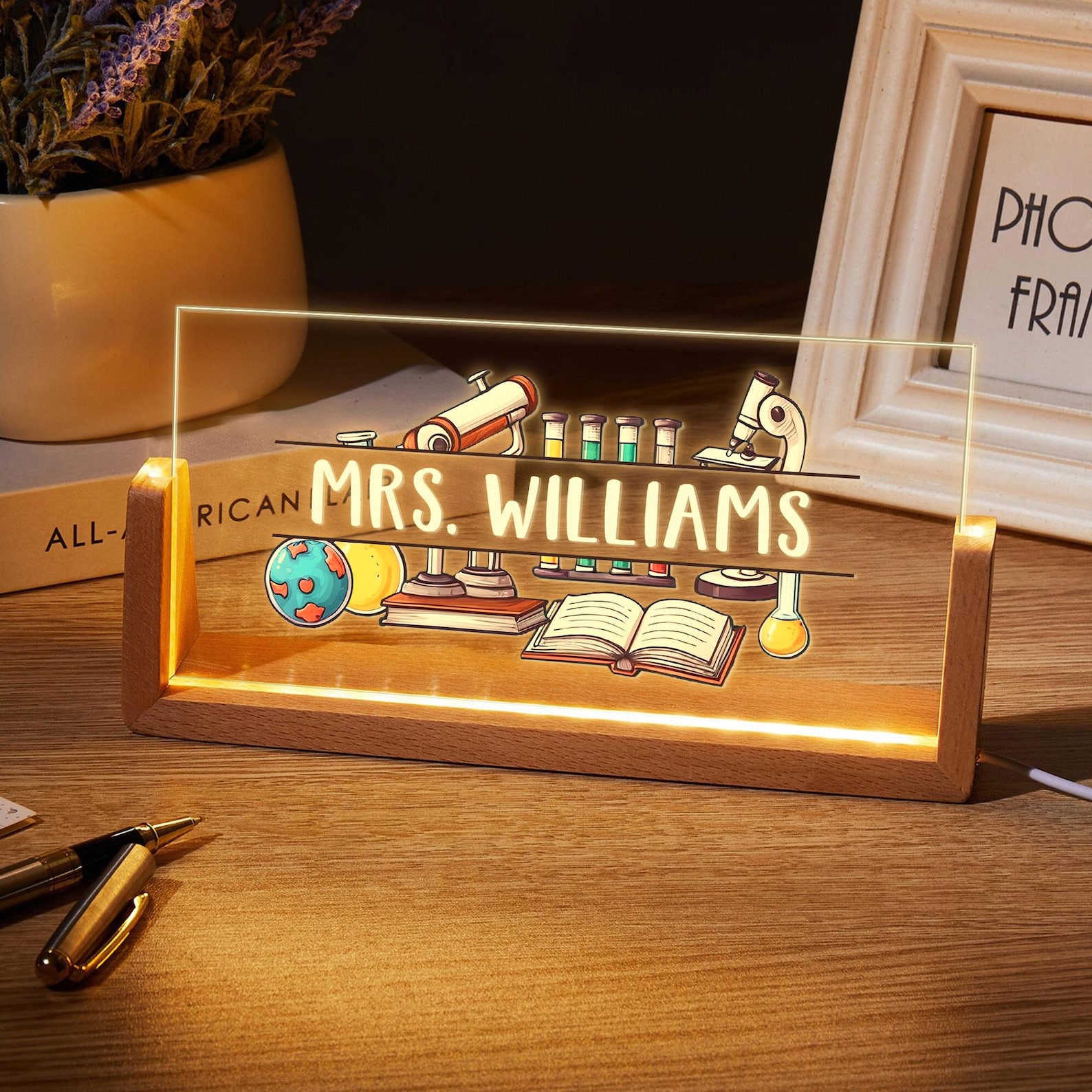 Science Lab Teacher Sign, Personalized Teacher Desk Name Plate ...