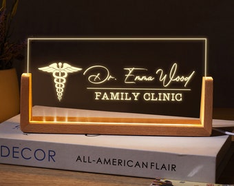 Placa de nombre del escritorio del médico, regalo personalizado para el médico, regalos médicos, regalos de asistente médico, signo médico, mejor regalo de agradecimiento para el médico