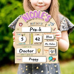 Custom First Day of School Sign, Back to School Sign, Preschool, Kindergarten 1st Day of School Sign, School Board, Last Day of School Sign